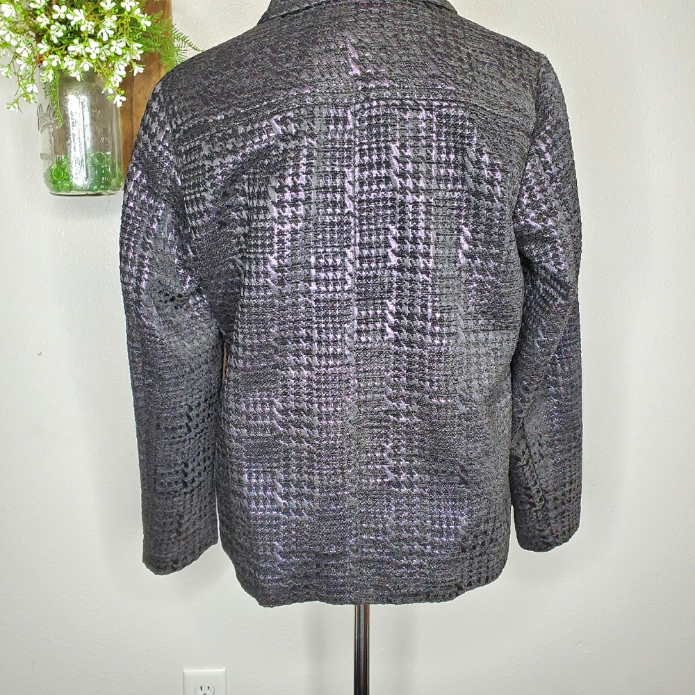 Chico's Additions Metallic Purple Black Jacket Med - Picture 6 of 9